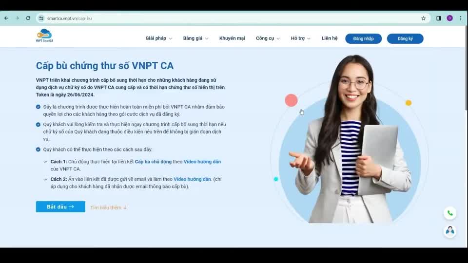 Video cấp bù thời gian sử dụng chữ ký số VNPT-CA