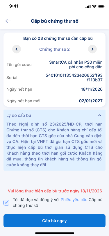 Hướng dẫn cấp bù chứng thư số SmartCA - ảnh thao tác 3