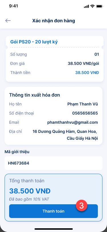 Hướng dẫn mua lượt ký VNPT SmartCA - ảnh thao tác 3