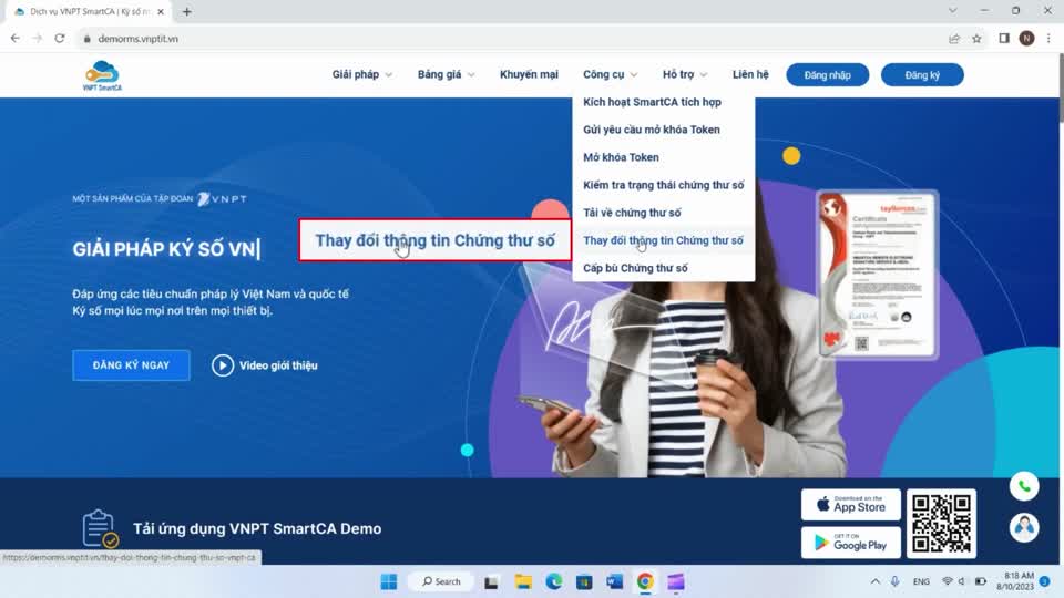 Video thay đổi thông tin chứng thư số VNPT