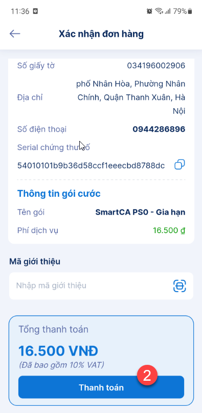 Hướng dẫn gia hạn chứng thư số VNPT SmartCA - ảnh thao tác 4
