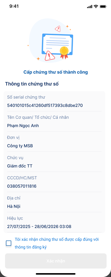 Hướng dẫn kích hoạt chứng thư số VNPT SmartCA - ảnh thao tác 4