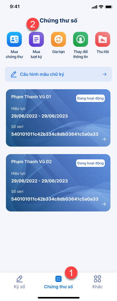 Hướng dẫn mua lượt ký VNPT SmartCA - ảnh thao tác 1