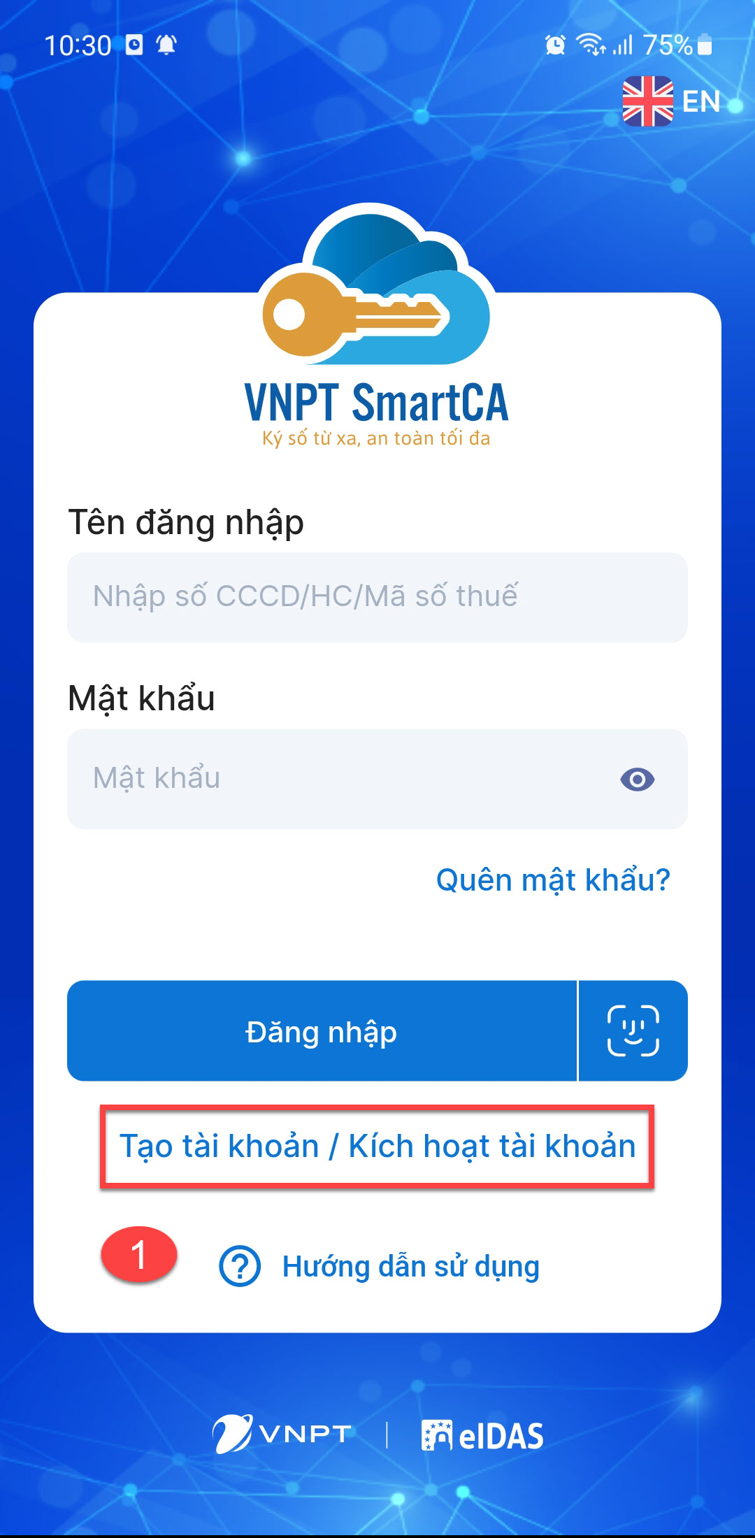 Hướng dẫn đăng ký tài khoản VNPT SmartCA - ảnh thao tác 2