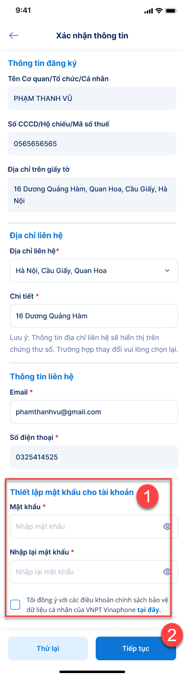 Hướng dẫn đăng ký tài khoản VNPT SmartCA - ảnh thao tác 8