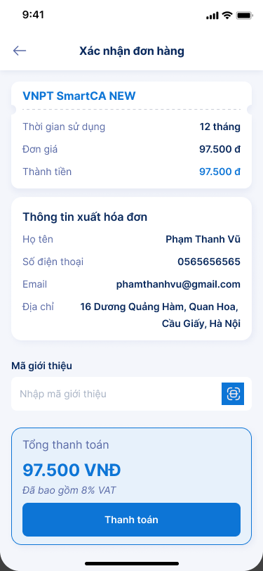 Hướng dẫn đăng ký chứng thư số VNPT SmartCA - ảnh thao tác 6